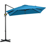 8' x 8' Square Patio Hanging Offset Umbrella with 360° Rotation