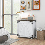 Buffet bahut, armoire de rangement de cuisine avec porte grange et étagères ajustables