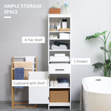 Tall Bathroom Storage Cabinet, Free Standing Bathroom Cabinet Slim Side Organizer w/ 3-Tier Open Shelf, and Drawer