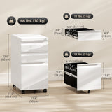 3 Drawer Filing Cabinet with Lock, Steel Office Storage Cabinet with Hanging Bar for A4, Legal, Letter Files