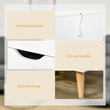Bedside Table, Modern Nightstand with 3 Drawers, Side End Table with Wood Legs for Living Room