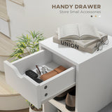 Banc de rangement pour chaussures rembourré avec siège, banc d'entrée avec tiroir et 6 étagères ouvertes pour le couloir