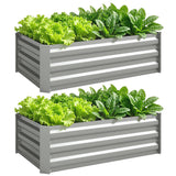Set of 2 Galvanized Raised Beds for Garden