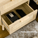 Boho Design Nightstand Set of 2, Side End Table with 2 Drawers for Living Room