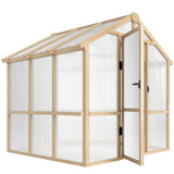 6.6 x 6ft Polycarbonate Greenhouse Wooden Green House with Thickened Polycarbonate Sheets, Lockable Door