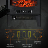 Electric Fireplace Heater, Freestanding Fireplace Stove with Realistic Adjustable Flame Effect and Adjustable Temperature