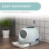 Cat Litter Box Toilet with Lid, Enclosed Drawer and Skylight