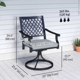 Outdoor Patio Chairs Set of 2, Metal Swivel Rocker Chairs with Cushion and Armrests for Backyard