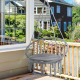 Patio Hammock Chair, Hanging Rope Hammock Swing for Indoor & Outdoor Use with Backrest