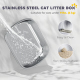 Large Stainless Steel Litter Box, Enclosed Metal Cat Litter Tray with Scoop