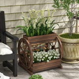 2-Tier Raised Garden Bed, Wooden Wagon Planter Boxes with Drainage Holes