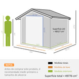 Remise de rangement de jardin 9'x6,3' avec fondation au sol, maison de rangement pour outils en métal gris blanc