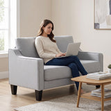 Loveseat Sofa, Linen Upholstered, Thick Padded