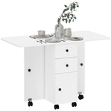 Table à manger pliante, table de cuisine roulante avec tiroirs de rangement et armoire, table à abattants sur roulettes