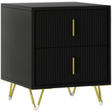 Bedside Table, Modern Nightstand with 2 Drawers, Side End Table with Metal Legs for Living Room