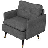 Fauteuil d'appoint, fauteuil rembourré avec dossier capitonné et pieds en acier pour salon