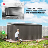 11' x 9' Steel Garden Storage Shed, Outdoor Metal Tool House with Double Sliding Doors