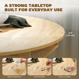 Extendable Dining Table, Round to Oval Convertible Kitchen Table with Storage Shelf for Dining Room