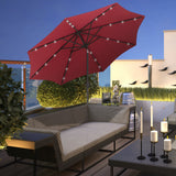 9ft Solar Patio Umbrella Outdoor Sunshade 24 LED Lights Tilt Canopy
