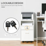Small Filing Cabinet with 2 Drawers, Lockable Home Office Storage Cabinets on Wheels for A4, Letter Size