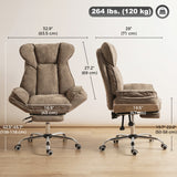 Big and Tall Office Chair Footrest Executive Desk Chair High Back Snowflake Velvet Reclining