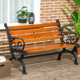 47 Inch Outdoor Garden Bench, Slatted Seat Back, 528 lbs. Capacity