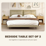 Nightstand with Drawer and Open Shelf, Modern Bedside Table Set of 2 for Bedroom Living Room