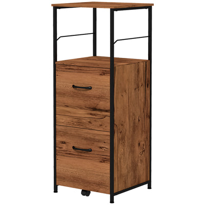 Vertical Filing Cabinet, Tall File Cabinet with 2 Drawers, Hanging Bars for Letter and A4 Size