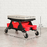 Rolling Garage Stool with Wheels, 300 LBS Capacity Padded Mechanic Stool with Tool Trays Storage