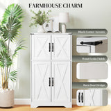 Farmhouse Kitchen Pantry, Freestanding Kitchen Pantry Storage Cabinet with Barn Doors and Adjustable Shelves
