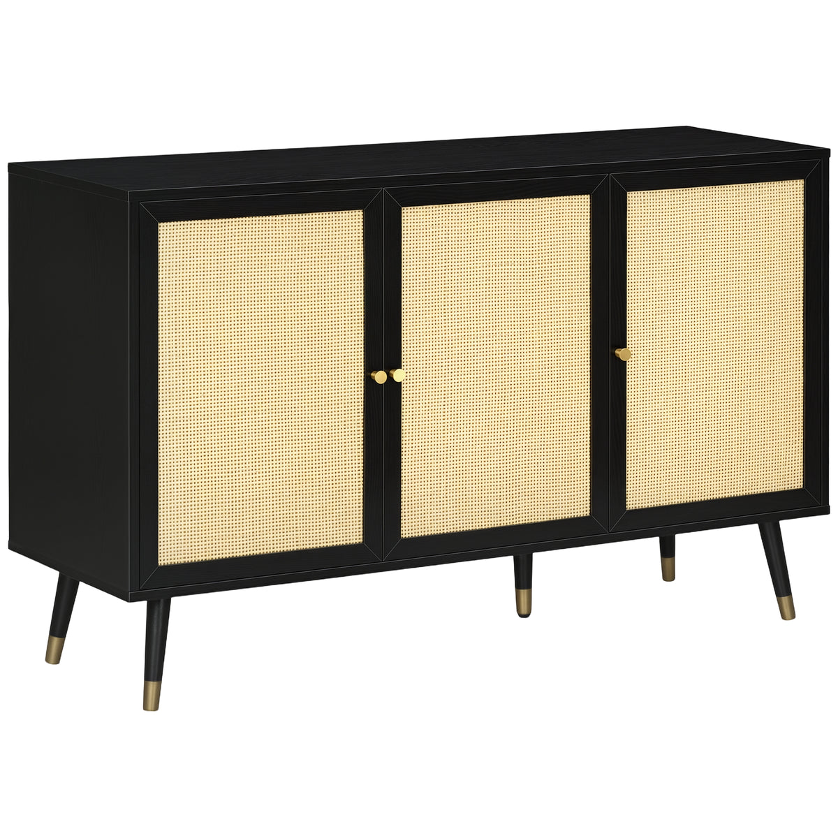 Kitchen Sideboard Cabinet, Boho Storage Cabinet with Shelves, Wood Legs