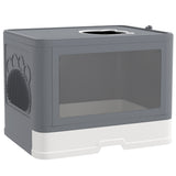 Cat Litter Box, Front Enter & Top Exit Cat Litter Tray with Scoop