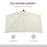 Parasol Demi-Rond 8pi Extérieur Balcon Parasol Patio Jardin Ombrelle Fenêtre Extérieure w/ 5 Nervures