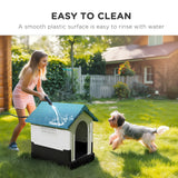 Outside Dog Kennel House with Windows, 64.5 x 57 x 66cm