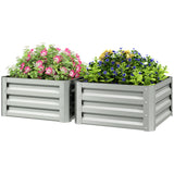 2' x 2' x 1' 2-Pieces Raised Garden Bed with Galvanised Steel Frame for Vegetables