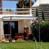 10'x10' Outdoor Pergola Gazebo with Retractable Canopy & Metal Frame & PA Coated Sun Shelter Door Porch Cover