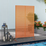 Decorative Outdoor Privacy Panel, Freestanding Metal Outdoor Divider with Stand for Garden