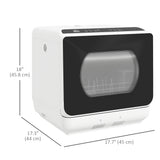 Portable Dishwasher, Counter Dishwasher with 4 Place Settings, 5 Washing Programs