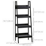 Set of 2, 4 Tier Ladder Shelf Bookcase, Multi-Use Display Rack, Storage Shelving Unit Display Stand