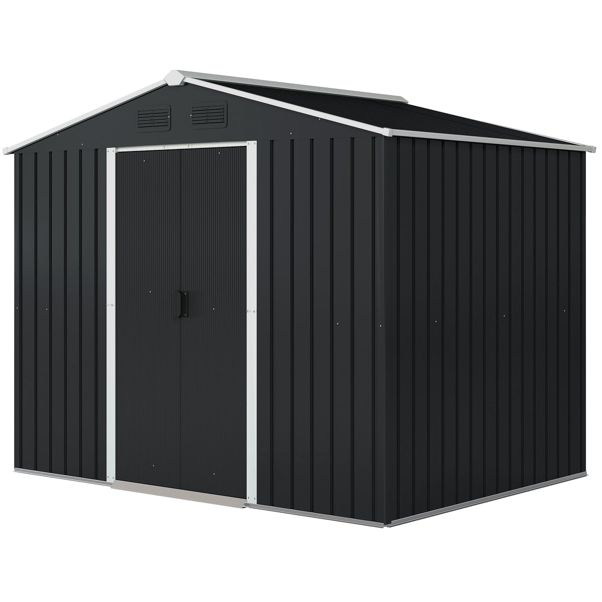 8' x 6' Outdoor Storage Shed, Metal Garden Tool Storage House with Lockable Sliding Doors and Vents