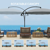 9FT Cantilever Umbrella with 16 Fibreglass Ribs, Offset Hanging Umbrella
