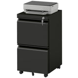 Mobile Vertical Filing Cabinet with Lock, 2-Drawer Steel File Cabinet with Adjustable Hanging Bar for Letter, A4 and Legal Size
