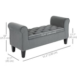 Button Tufted Storage Ottoman Bench, End of Bed Bench with Rolled Arms