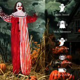 Clown animé Halloween grandeur nature avec yeux rouges lumineux