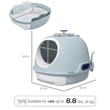 Cat Litter Box Toilet with Lid, Enclosed Drawer and Skylight