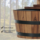 Outdoor Waterfall Fountain, Garden Wood Barrel
