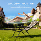 Folding Zero Gravity Chair, 5-Position Adjustable Outdoor Lounge Chair Recliner with Headrest