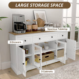 Buffet avec rangement, cabinet bar à café moderne avec portes vitrées et tablettes ajustables