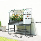 Galvanised Raised Garden Bed with Greenhouse Cover, Metal Elevated Planter Box with Bed Liner, Bottom Shelf