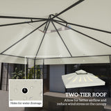 10' x 10' Gazebo Canopy Replacement Cover, 2-Tier Garden Gazebo Roof Replacement